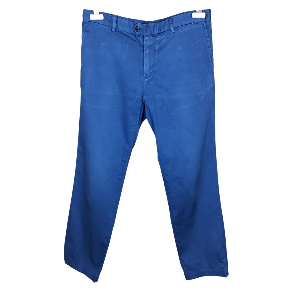 Paul & Shark Chino Pants Cotton Stretch Blue Textured‎ Tailored